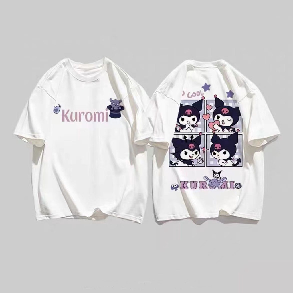 Áo Thun Cotton Tay Ngắn Dáng Rộng In Hình Kuromi Dễ Thương Thời Trang Mùa Hè Cho Nữ