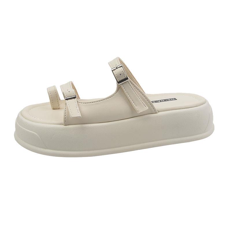 Giày Sandal Đế Xuồng Dày Dặn Cài Khóa Kiểu Retro Pháp Thời Trang Mùa Hè Cho Nữ