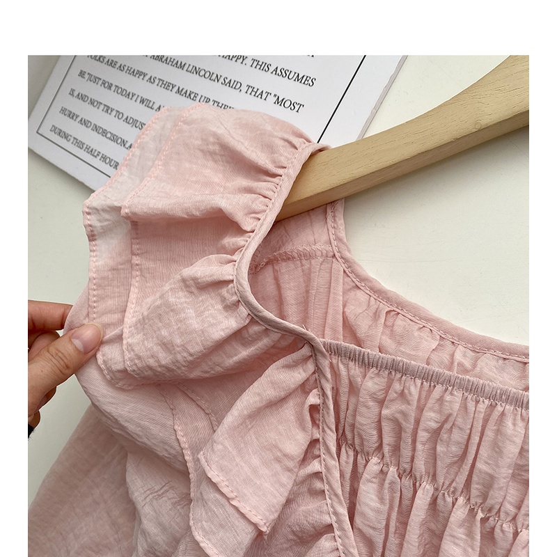 Áo Sơ Mi Dài Tay Phối Bèo Phong Cách Hàn Quốc Mới Cho Nữ