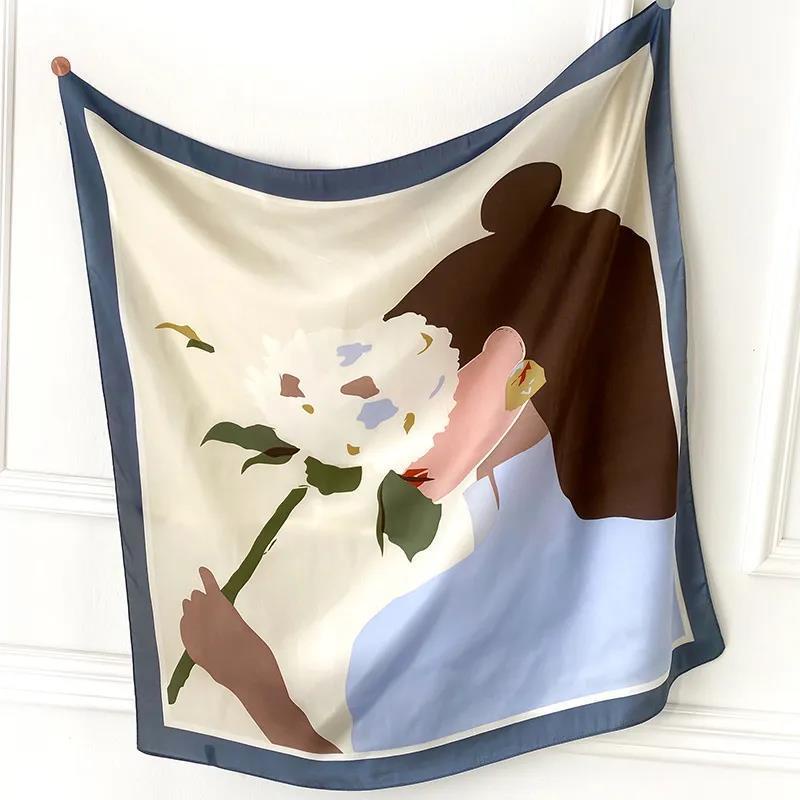 Khăn Quàng Cổ Hình Vuông 70cm Bằng Lụa Thời Trang Xuân Hè Dễ Phối Đồ