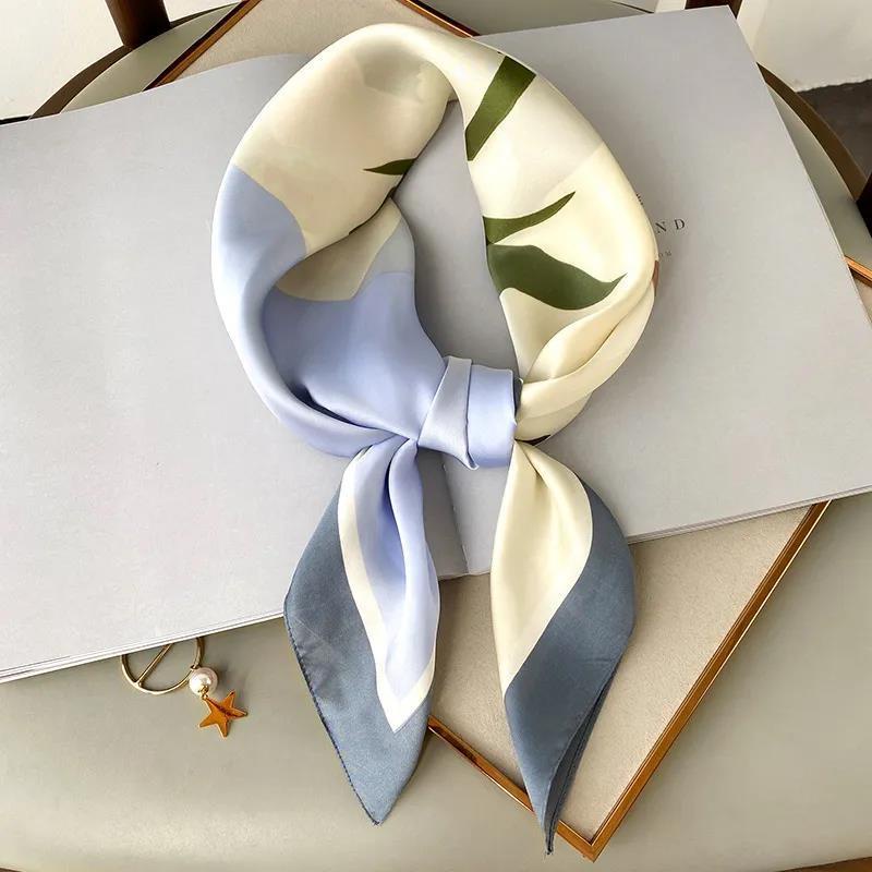 Khăn Quàng Cổ Hình Vuông 70cm Bằng Lụa Thời Trang Xuân Hè Dễ Phối Đồ