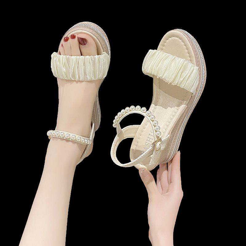 Giày Sandal Đế Xuồng Dày Dặn Đính Đá Thời Trang Mùa Hè Dành Cho Nữ