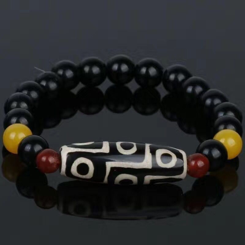 Vòng Tay Đá Ngọc Bích Tự Nhiên Ba Mắt Phong Cách Tây Tạng Retro Tây Tạng Dzi Cho Nam Và Nữ 4.25