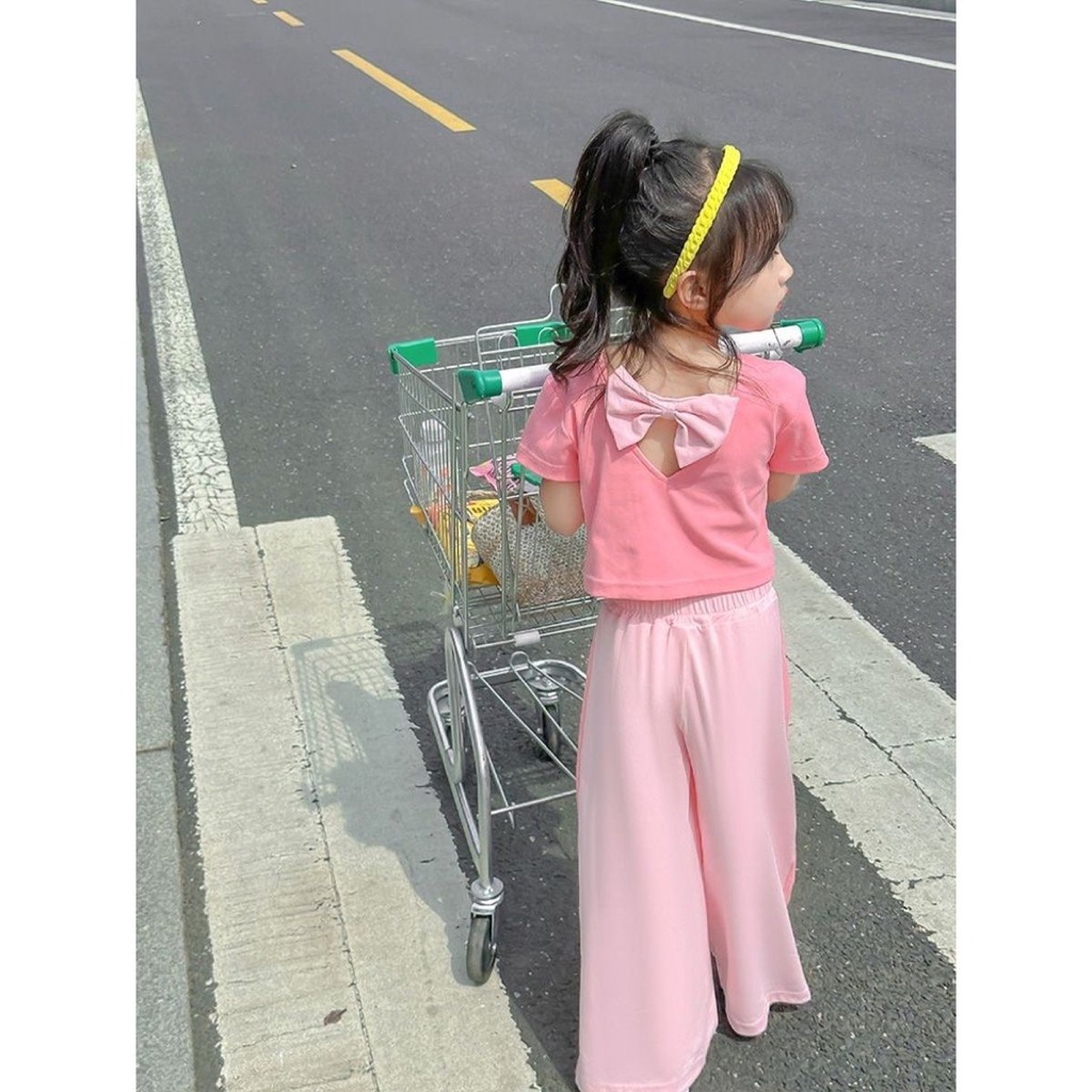 Set Đồ Hai Mảnh Áo Thun Và Quần Ống Rộng Thời Trang Mùa Hè 2023 Dành Cho Bé Gái