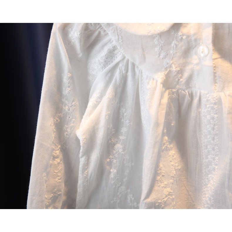 Áo Sơ Mi Trắng Tay Dài Dáng Rộng Kiểu Công Chúa Thời Trang Xuân Thu Cho Bé Gái