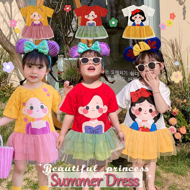 Đầm Công Chúa Bạch Tuyết / Nàng Tiên Cá Phối Ren Thời Trang Mùa Hè Cho Bé Gái