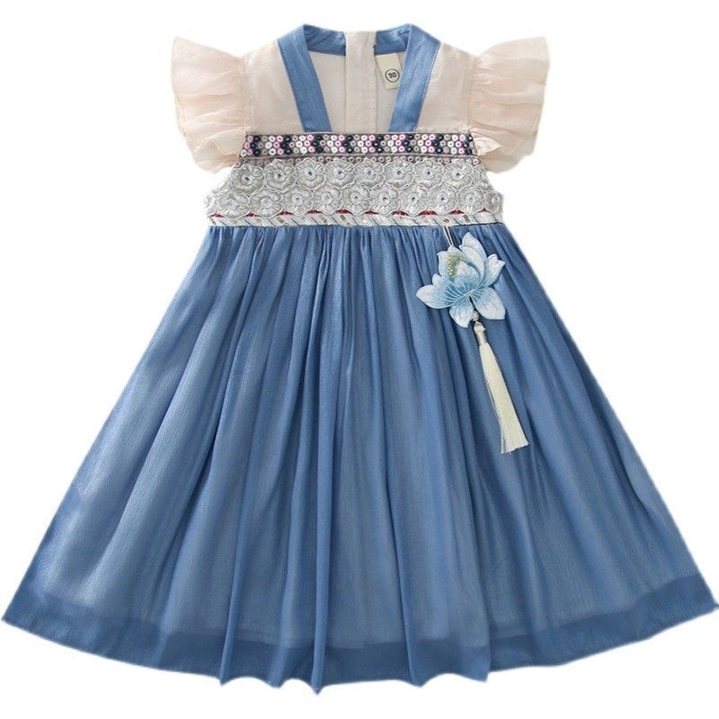 Đầm Hán Phục Thêu Họa Tiết Phong Cách Trung Hoa Mới Cho Bé Gái