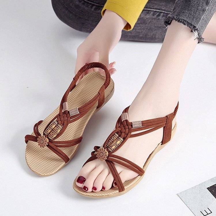 One Giày Sandal Đế Bằng Phong Cách Bohemian Thời Trang Đi Biển Cho Nữ