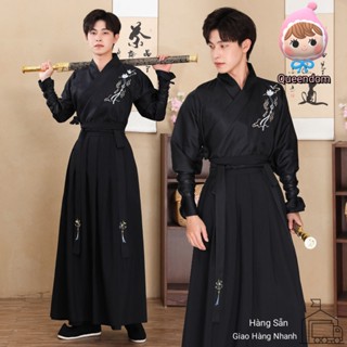 Hán Phục S-3XL Nam Phong Cách Cổ Trang Cặp đôi Mẫu cổ Trang Hiệp Sĩ Học Giả Thanh Thiếu Niên Màu đen Phong Cách Trung Quốc