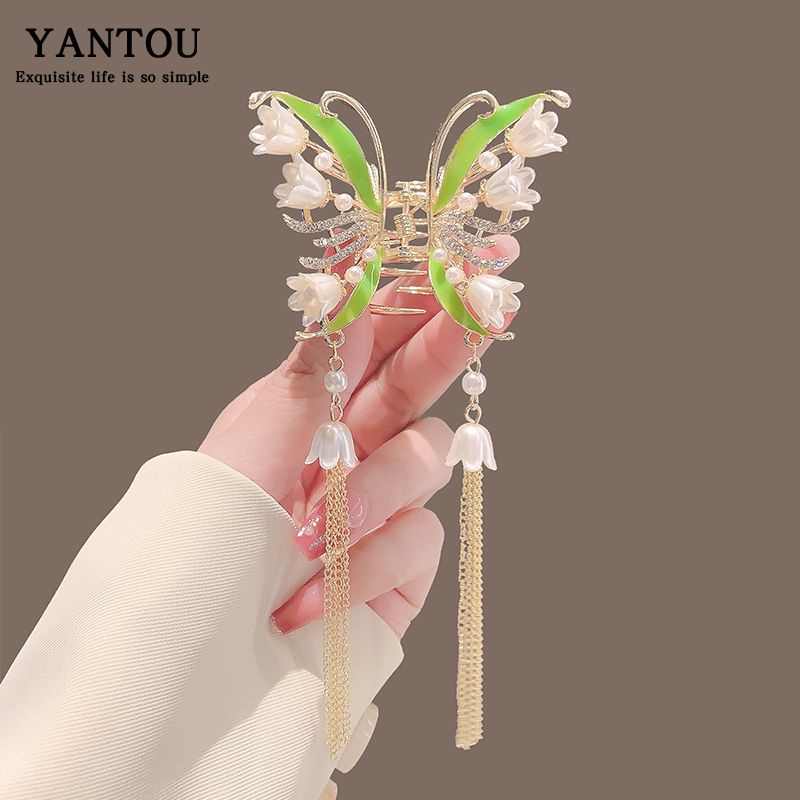 Kẹp Tóc Bằng Tre Phối Tua Rua Phong Cách Trung Hoa Cổ Điển Cho Nữ