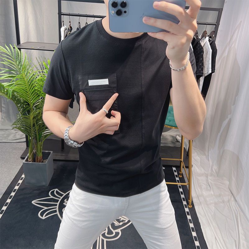 Hàng Có Sẵn! Hàng Có Sẵn!Áo nam Tay Ngắn Màu Trơn Đơn Giản Phong Cách Châu Âu Thời Trang Mùa Hè Mới 2023