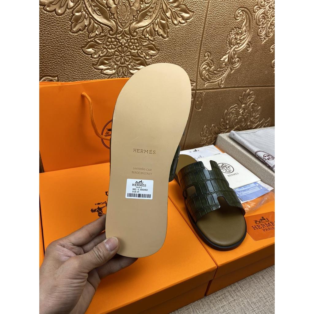 Dép Da Bò Đế Bằng Chống Trượt Chống Mài Mòn Thời Trang Mùa Hè Châu Âu Cho Nam