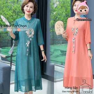 XL-5XL Váy Liền Kiểu Mới Váy Voan Quá Đầu Gối Của Phụ Nữ Trung Niên Và Cao Tuổi Cỡ Lớn Kiểu Tây Khí Chất