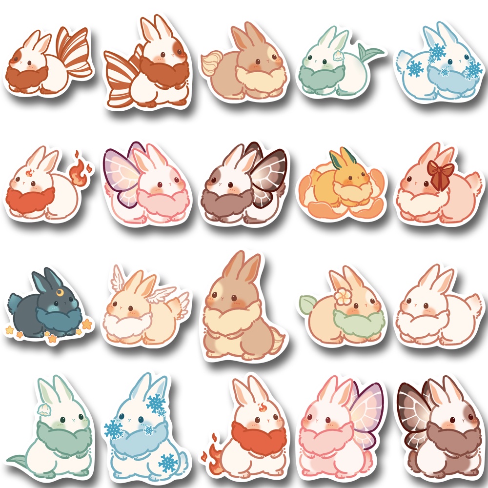 Bộ 40 Miếng Dán Chống Thấm Nước Hình Thỏ Dễ Thương Trang Trí Điện Thoại / Máy Tính