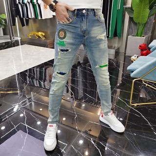 Quần jeans dài phối vết rách cá tính thời trang cho nam