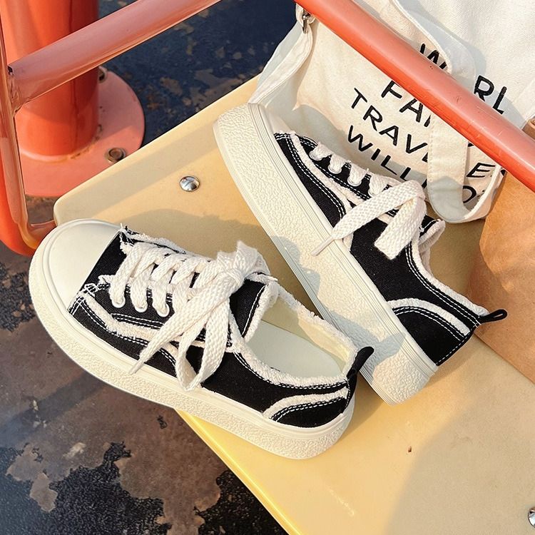 Giày Thể Thao Canvas Đế Dày Màu Đen Chống Mòn Thời Trang Xuân Thu