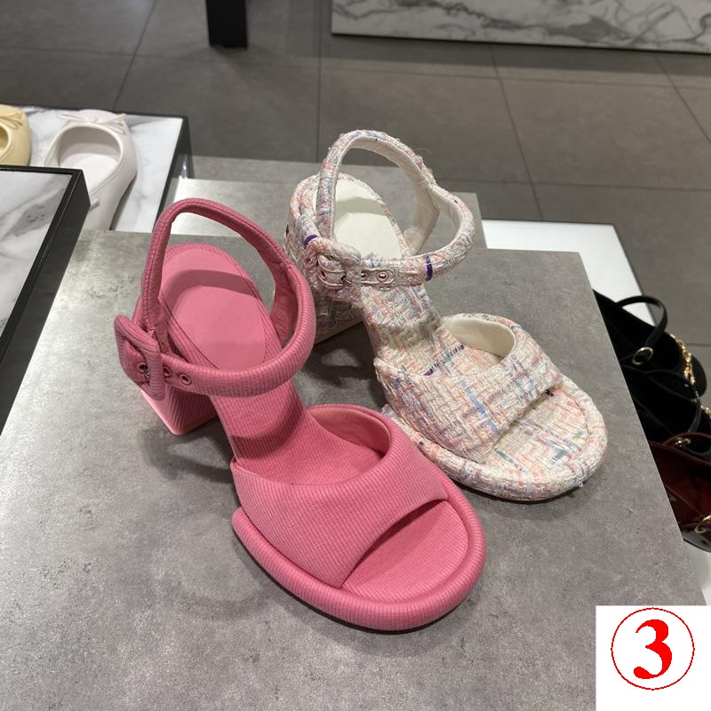 Giày Búp Bê CK Nhỏ Thời Trang Xuân Hè Dành Cho Nữ 2360920335Giày Sandal Cao Gót Đế Xuồng Dày Hở Ngón Chống Thấm Nước Phối Khóa Cài Đơn Giản Dành Cho Nữ