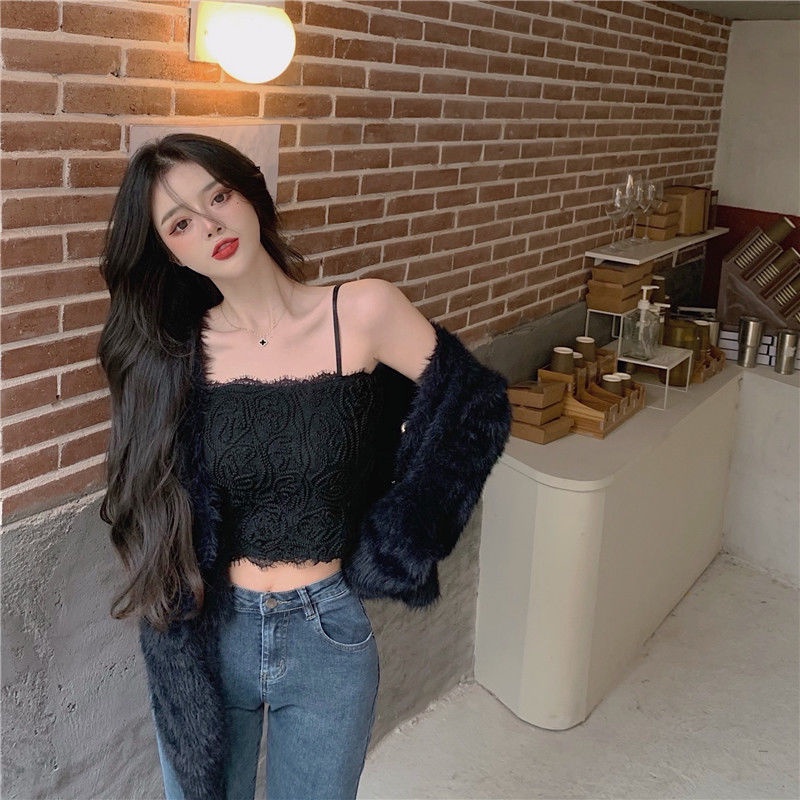 Áo Hai Dây Phối Ren Màu Trắng Phong Cách Pháp Thời Trang Mùa Hè Cho Nữ