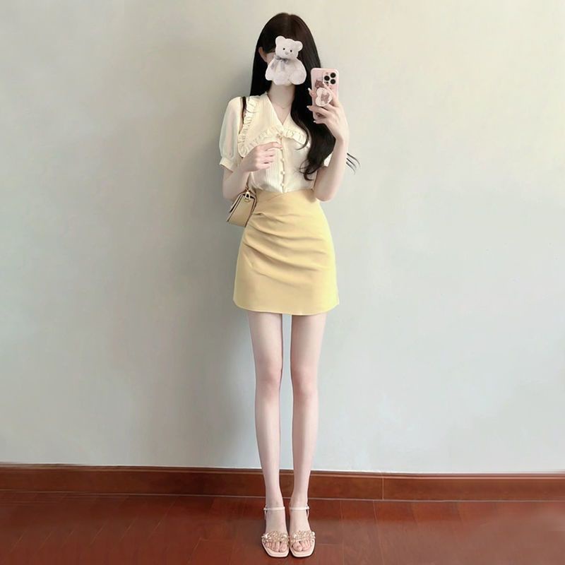 Set Áo Váy Hai Mảnh Phong Cách Đường Phố Mới Cao Cấp Mùa Hè Màu Sáng Yujie