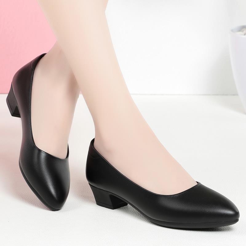35-41 tiếp viên hàng không trang phục chính thức giày công sở màu đen chuyên nghiệp gót giữa công nhân khách sạn phù hợp với giày da nữ