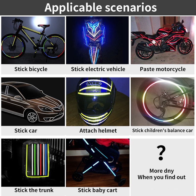 Miếng Dán Phản Quang Dài 8M Bằng PVC Cảnh Báo An Toàn Cho Xe Đạp / Xe Hơi