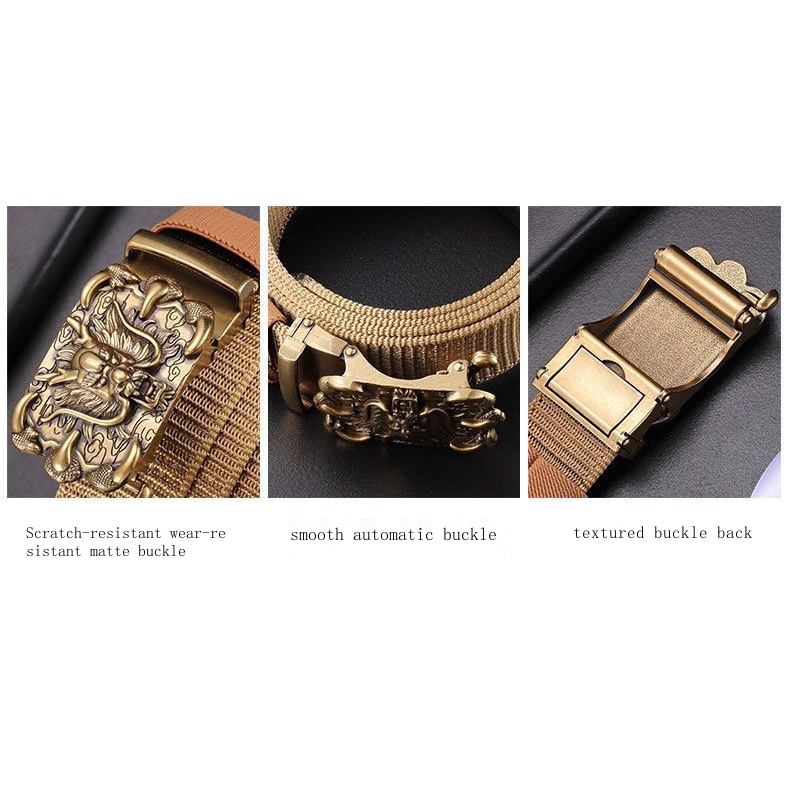 Thắt Lưng Vải canvas Khóa Tự Động Kiểu Quân Đội Cá Tính Cho Nam Trung Niên