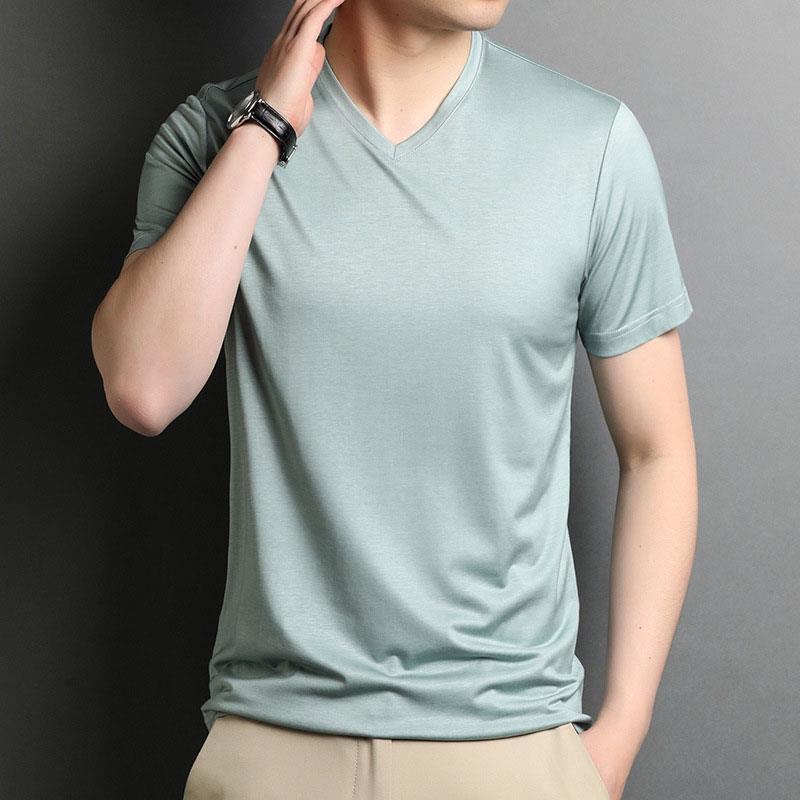 Áo Thun Tay Ngắn Cổ Chữ V Màu Sắc Đơn Giản Thoáng Khí Thời Trang Mùa Hè Cho Nam