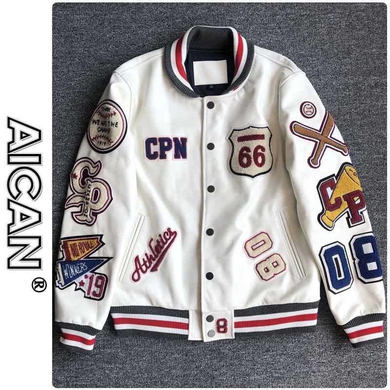 Áo Khoác Bóng Chày Da Pu Dáng Rộng Phong Cách Hip Hop Mỹ Cá Tính Cho Nam