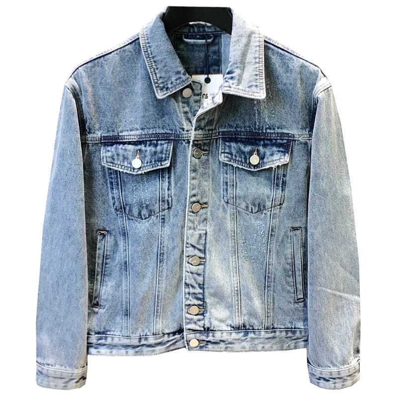 Áo Khoác Denim Cổ Vuông Dáng Ôm Kiểu Retro Hàn Quốc Cá Tính Cho Nam