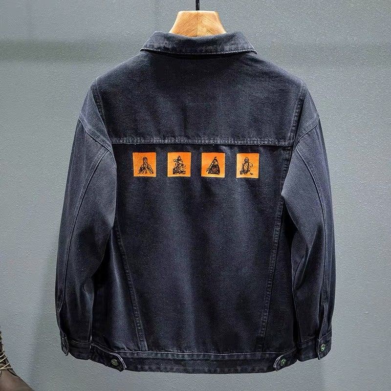 Áo Khoác Denim Cổ Vuông Dáng Ôm Kiểu Retro Hàn Quốc Cá Tính Cho Nam