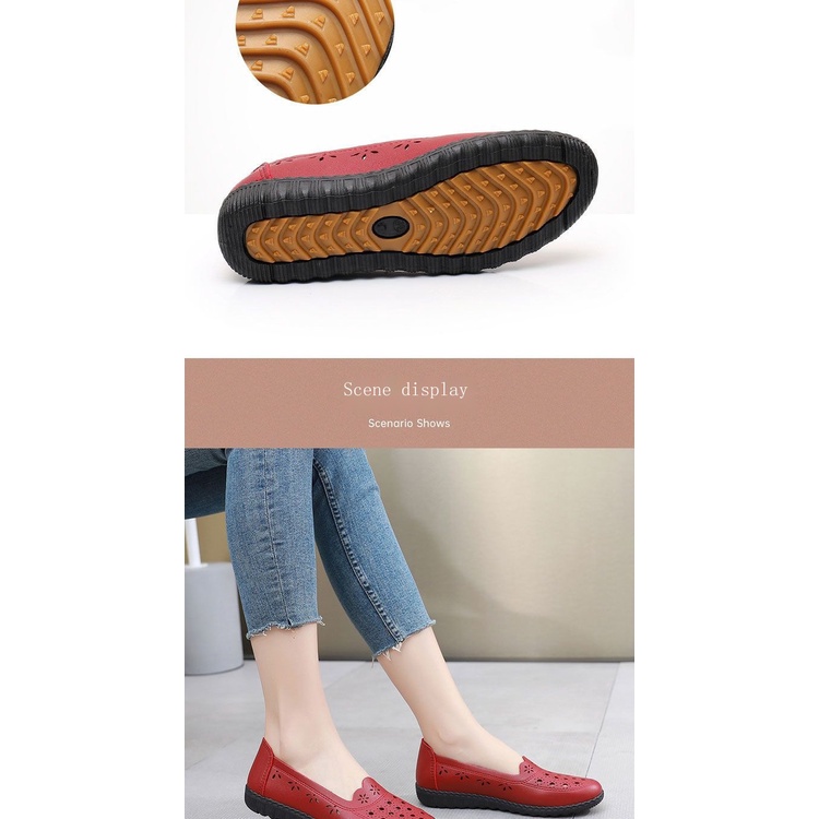 Xăng đan Bằng Da Đế Mềm Chống Trượt Thoáng Khí Dành Cho Phụ Nữ Trung Niên