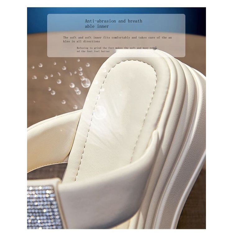 Dép Đế Xuồng Dày Đính Đá Thời Trang Mùa Hè 2023 Cho Nữ