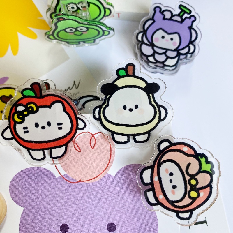 Kẹp Giấy Ghi Chú Bằng Acrylic Kiểu Hoạt Hình Dễ Thương Cho Bé Gái