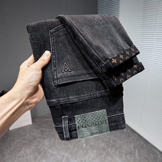 Size 28-36 Thương hiệu thời trang 2023 mới quần jean đen xám nam quần ôm chân quần dài co giãn phong cách Hàn Quốc