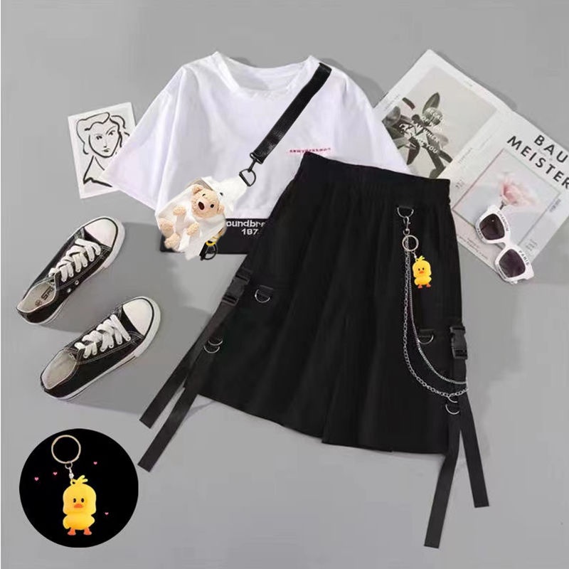 Quần 5 phân trang phục đi làm quần ngắn hip hop dễ phối rộng rãi siêu ngầu phong cách Hàn Quốc mẫu mới cho học sinh