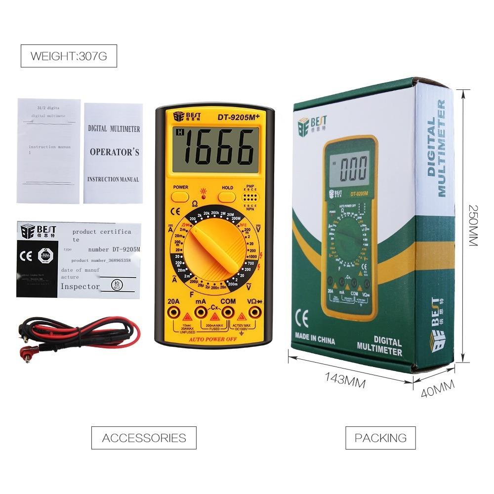 Đồng hồ vạn năng kỹ thuật số 9205M + có chức năng bộ nhớ Ampe kế nhập chính khi ngủ tự động