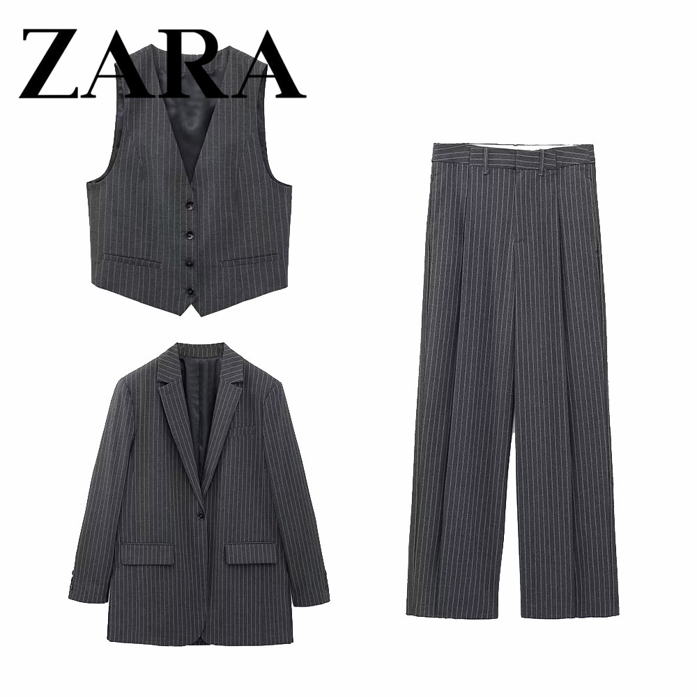 Áo Khoác Blazer Dáng Dài Hoạ Tiết Kẻ Sọc Thiết Kế Hợp Thời Trang