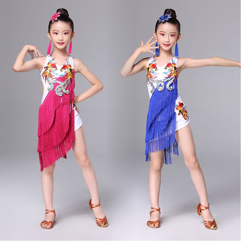 Khiêu vũ latin của trẻ em lấy 6 đến 12 tuổi trang phục khiêu vũ latin tua váy n