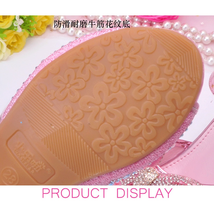 Xăng đan Cao Gót Mùa Hè Đính Nơ Lớn Màu Hồng Phong Cách Công Chúa Mới Cho Bé Gái Biểu Diễn Trình Diễn