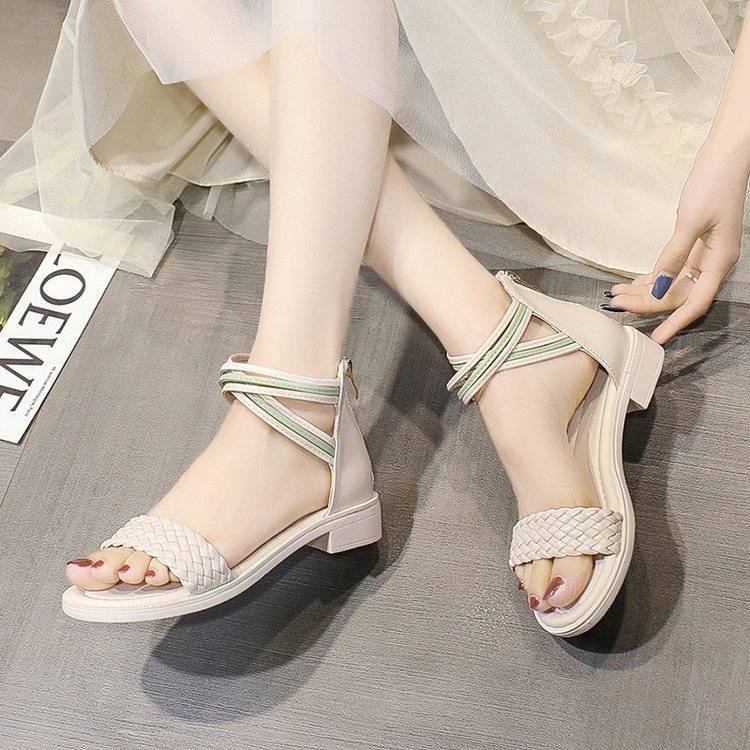 Xăng đan Mùa Hè 2023 Phong Cách La Mã Có Khóa Kéo Mới Cho Nữ