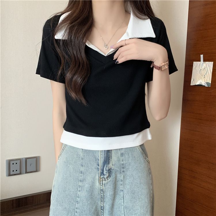 Áo Thun POLO Ngắn Tay Dáng Rộng Bằng Lụa Mát Thời Trang Mùa Hè Hàng Mới Dành Cho Bạn Nữ