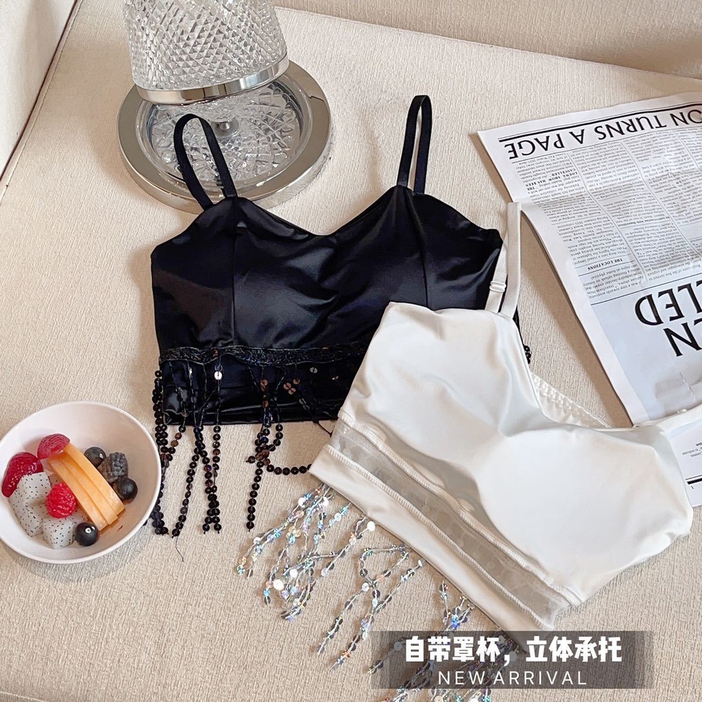 Jiashucheng Áo Ống Ngắn Có Mút Đệm Ngực Chống Chói Dành Cho Nữ