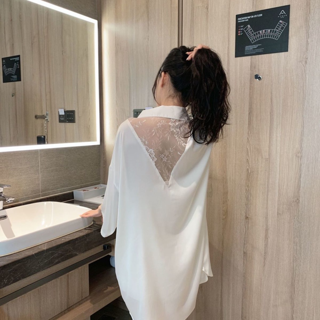 Hàng Mới Về Đầm Ngủ Lụa Tuyết Dáng Ngắn Trễ Vai Màu Trắng Trơn Phong Cách Mới Chất Lượng Cao Mùa Hè @ -