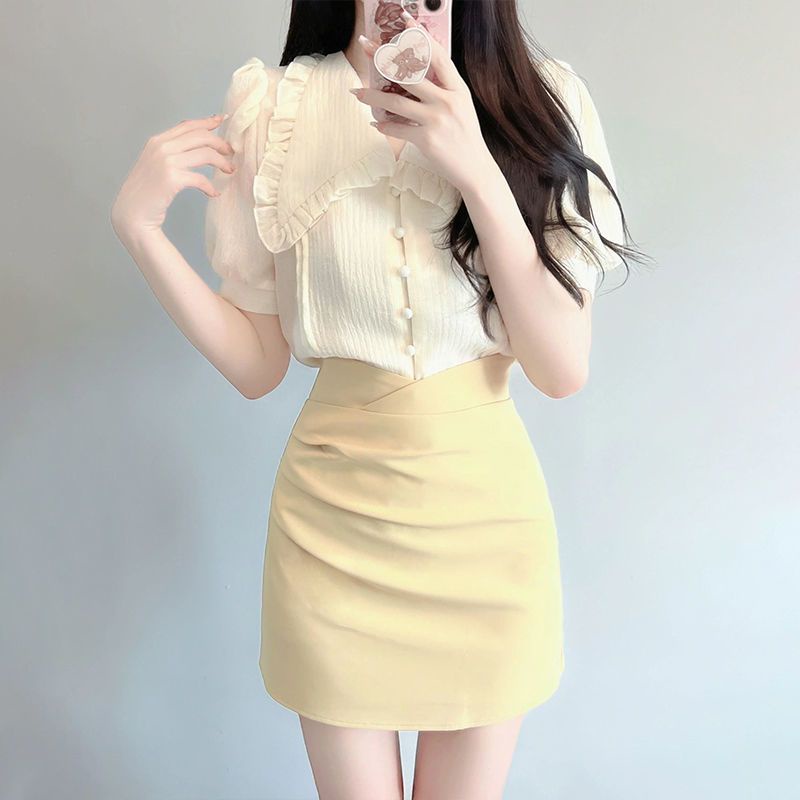 Set Áo Váy Hai Mảnh Phong Cách Đường Phố Mới Cao Cấp Mùa Hè Màu Sáng Yujie