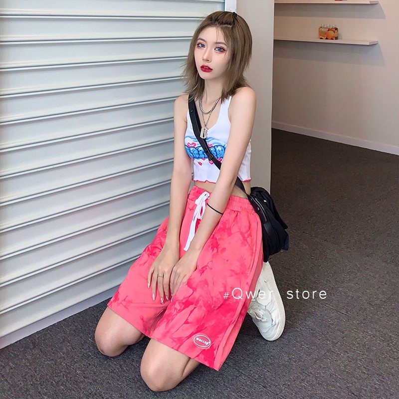 Quần Short Dáng Suông Màu Nhuộm Phong Cách Thời Trang Mới Cho Cặp Đôi