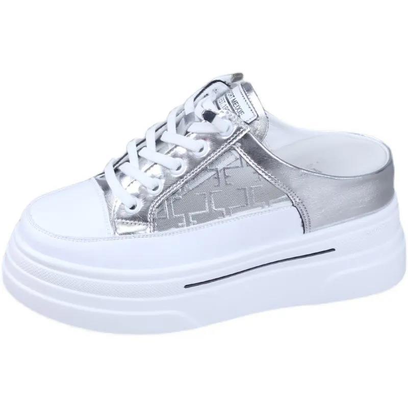 Giày lưới nữ 35-40 2023 giày lười không gót nâng cao bên trong 8cm đế dày cho nữ