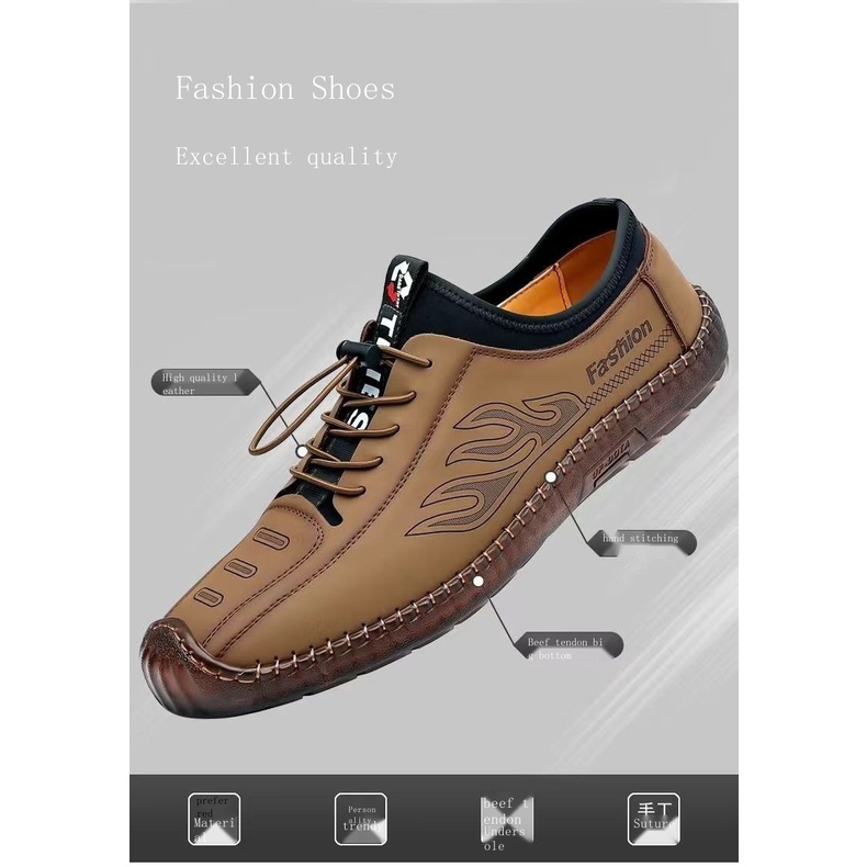 Giày Da Handmade Đế Mềm Nhẹ Thoáng Khí Khử Mùi Bốn Mùa Dành Cho Nam