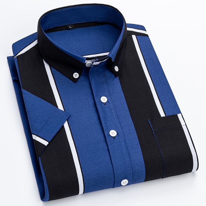 Áo Sơ Mi Ngắn Tay Họa Tiết Kẻ Sọc Chống Nhăn Thoáng Khí Dễ Sử Dụng Thời Trang Mùa Hè Mới Cho Nam