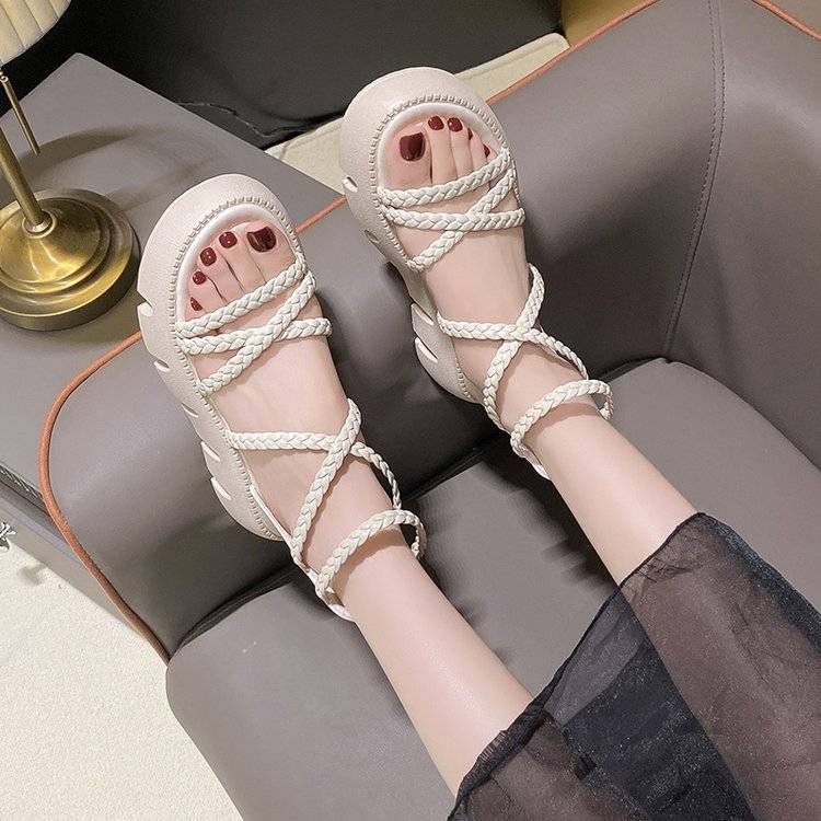 Sandal Roman Cao Gót Có Khóa Kéo Phong Cách Thời Trang Mùa Hè Hàn Quốc Mới 2023