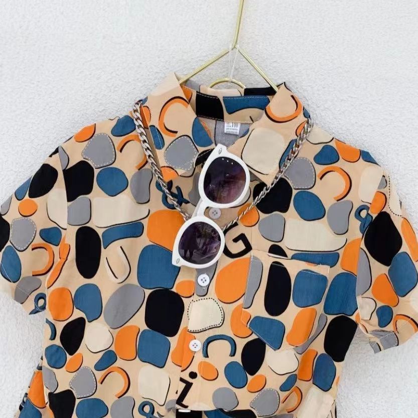 Set Áo Sơ Mi Và Quần Short Họa Tiết Graffiti Thời Trang Mùa Hè Cho Bé Trai